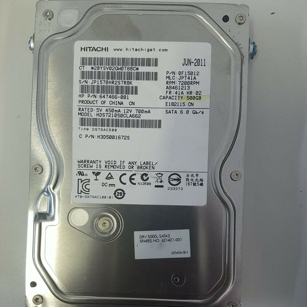 Hitachi HDS721050CLA662 500GB- 6.0GB/s- 7200RPM HP PN: 647466-001
